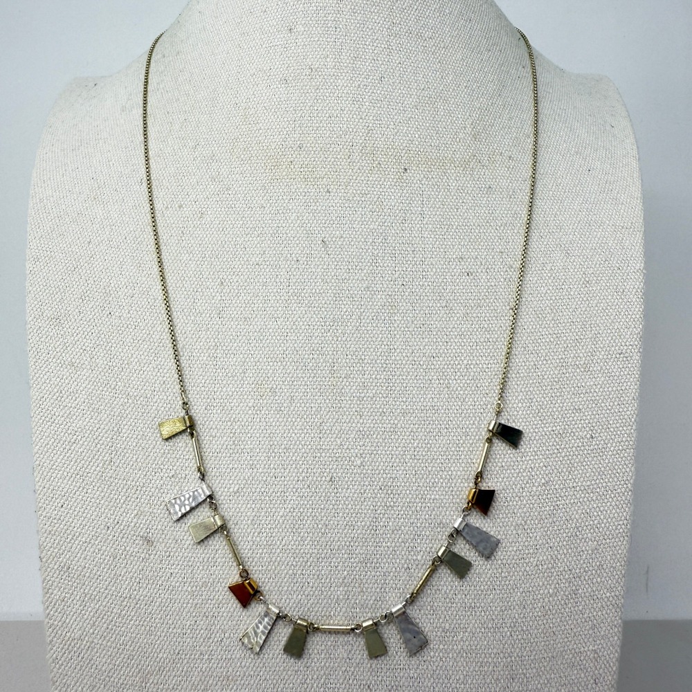 Kendra Scott Lynne Strand Necklace Hammered Mixed Metals Adjustable Length
